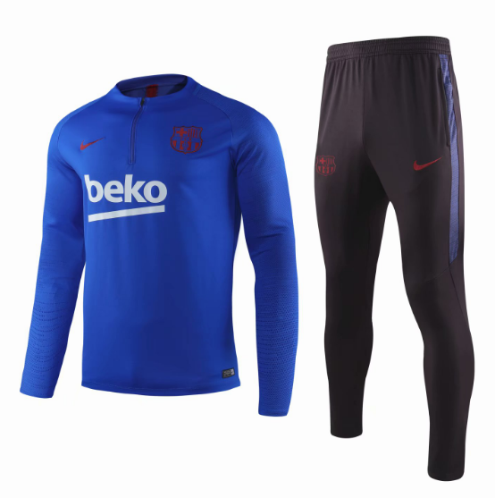 Barcelona Blue Training Sweat Top and Pants with Sponsor 2019/20